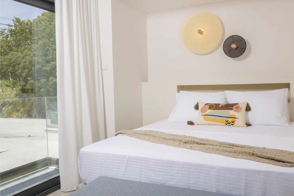 White sand apartment bedroom